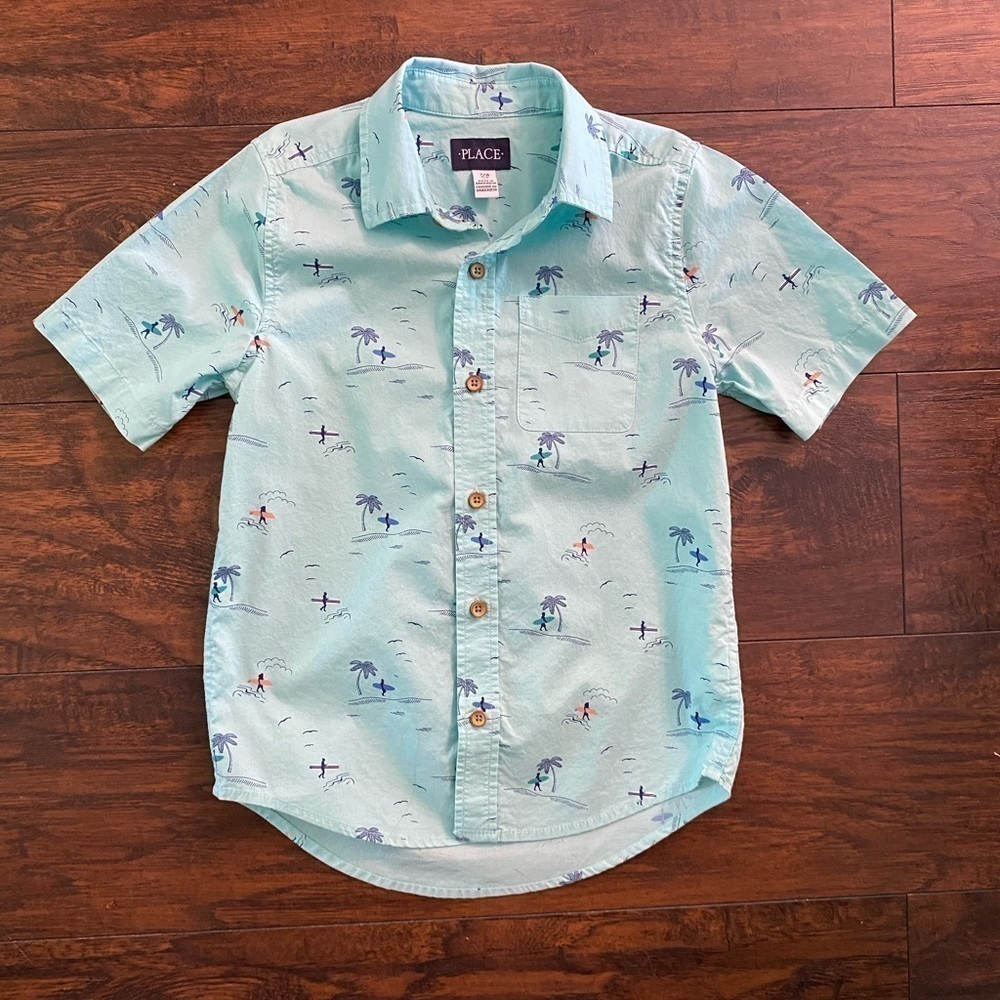 The Children’s Place, Tropical Button Down Shirt, Size 8/10, M